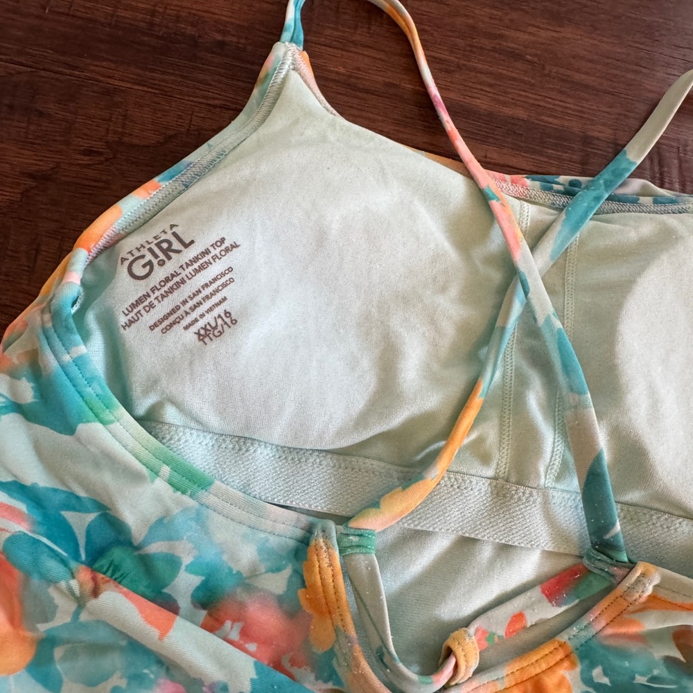 Athleta Girl swimsuit size Xl/14 XXL/16 Floral Tankini and Swim Shorts Set - Picture 7 of 9